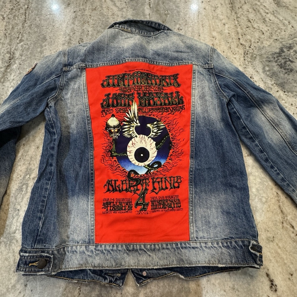 Jimi Hendrix Mayall King Flying Eye Sz Large Wolfgang's Dragonfly Denim Jacket